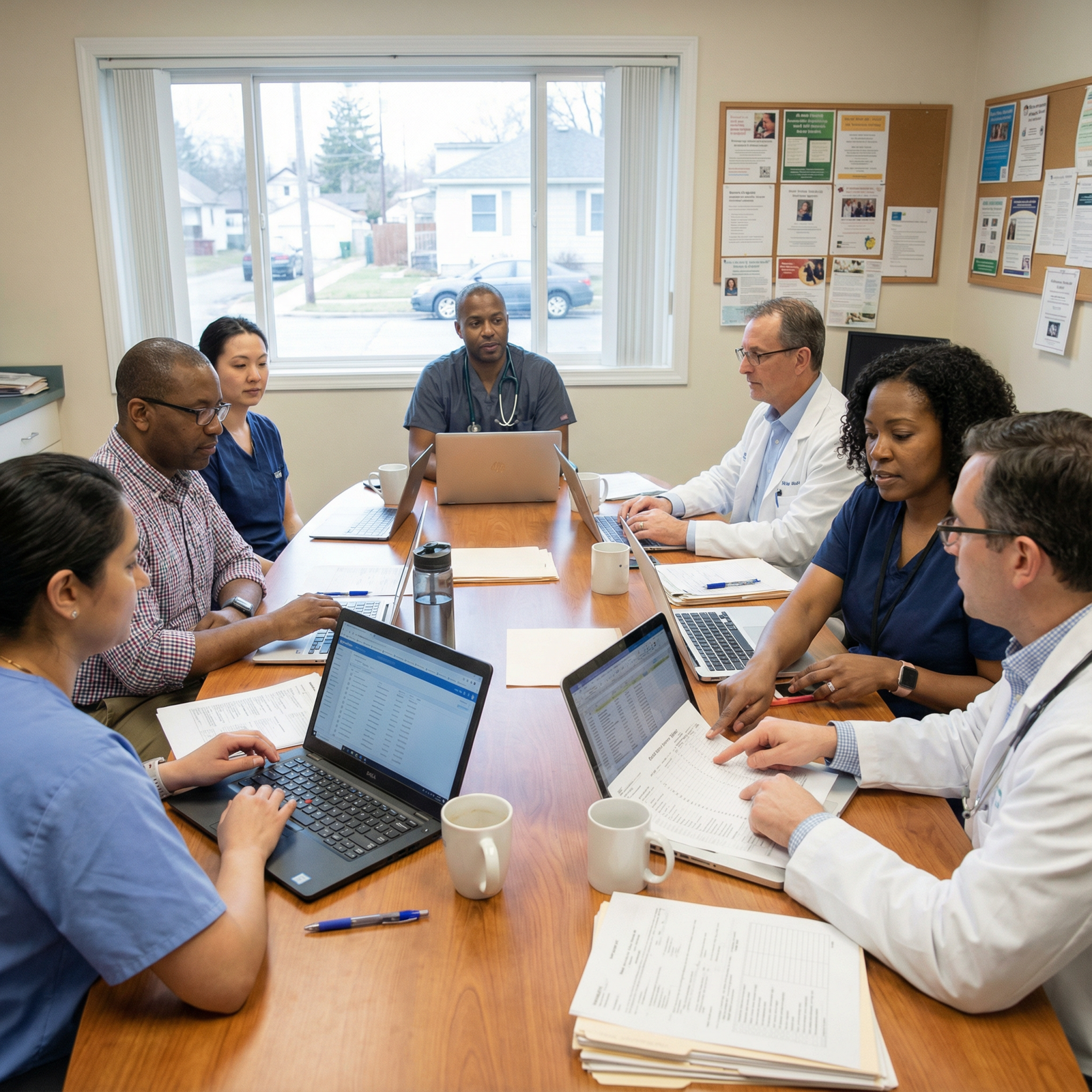 Primary care team meeting in a community clinic - low-paying specialties for Understanding the Allure of Low-Paying Medical S