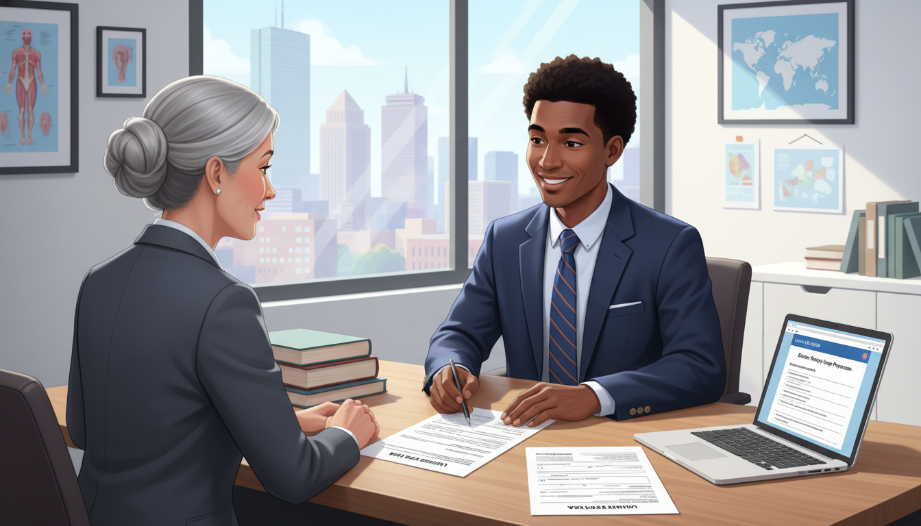 Caribbean IMG discussing visa options with advisor Caribbean IMG discussing visa options with advisor - Caribbean medical school residency for Visa Navigation for Residency for