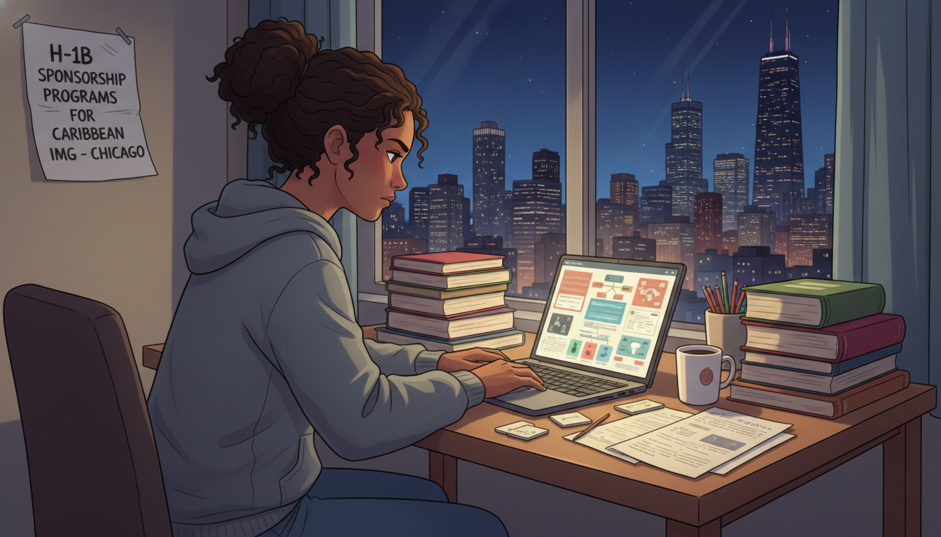 Caribbean IMG studying for USMLE Step 3 in a Chicago apartment Caribbean IMG studying for USMLE Step 3 in a Chicago apartment - Caribbean medical school residency for H-1B Sponsorship Prog