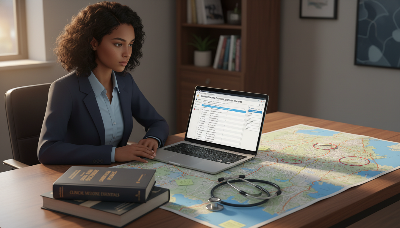 Residency applicant reviewing Chicago programs on laptop - Caribbean medical school residency for Low Step Score Strategies f