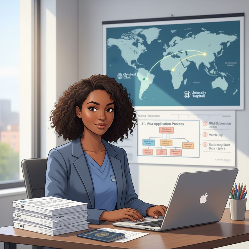 Caribbean medical graduate reviewing visa and residency timeline Caribbean medical graduate reviewing visa and residency timeline - Caribbean medical school residency for Visa Navigation for