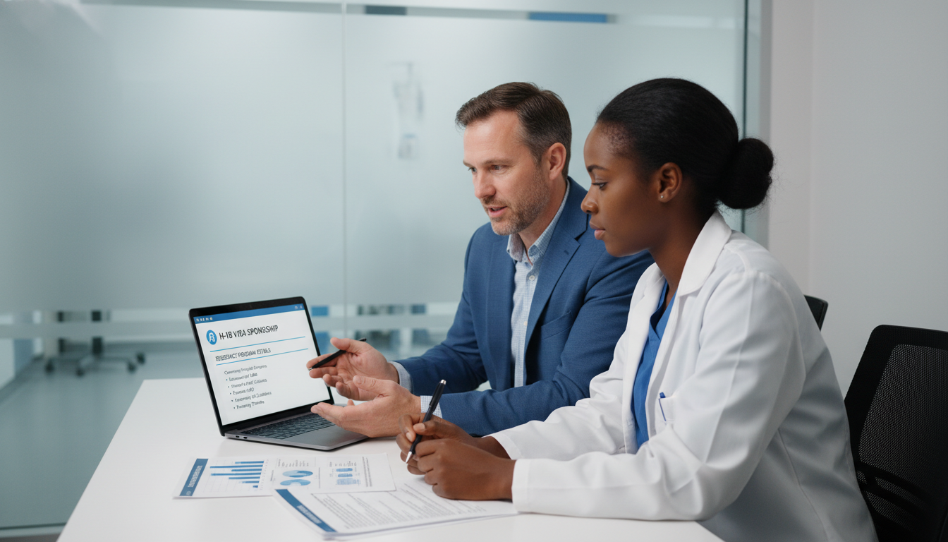 Resident and program director discussing H-1B sponsorship options Resident and program director discussing H-1B sponsorship options - Caribbean medical school residency for H-1B Sponsorship P