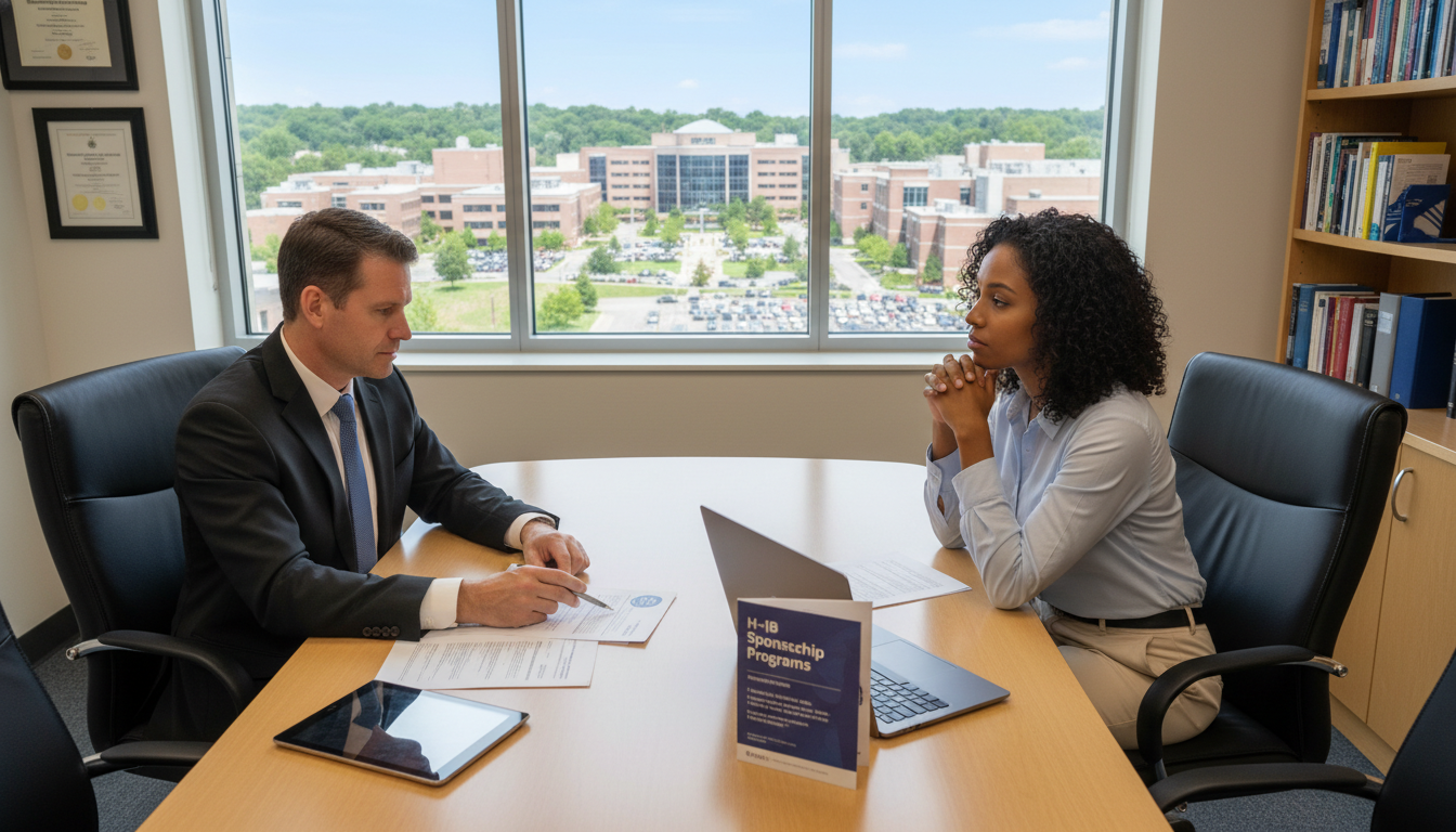 Residency program director discussing H-1B sponsorship with an IMG applicant Residency program director discussing H-1B sponsorship with an IMG applicant - Caribbean medical school residency for H-1B Sp