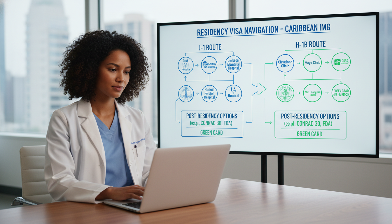 Flowchart of visa pathways for Caribbean IMG residency training Flowchart of visa pathways for Caribbean IMG residency training - Caribbean medical school residency for Visa Navigation for