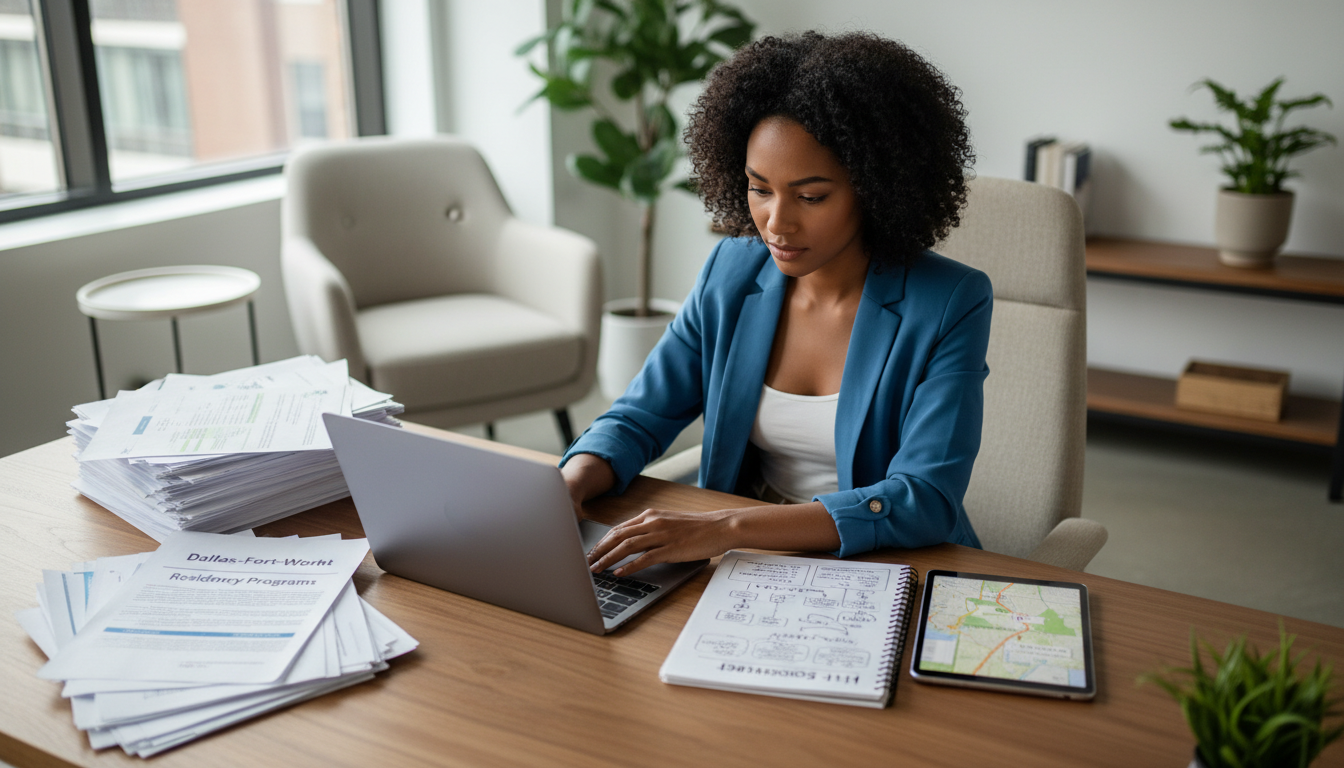 Caribbean IMG planning residency applications with laptop and notes Caribbean IMG planning residency applications with laptop and notes - Caribbean medical school residency for H-1B Sponsorship