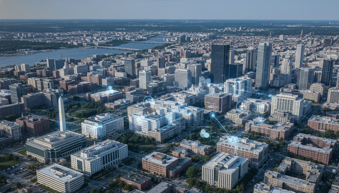 Map and skyline of DMV medical institutions for residency Map and skyline of DMV medical institutions for residency - Caribbean medical school residency for H-1B Sponsorship Programs