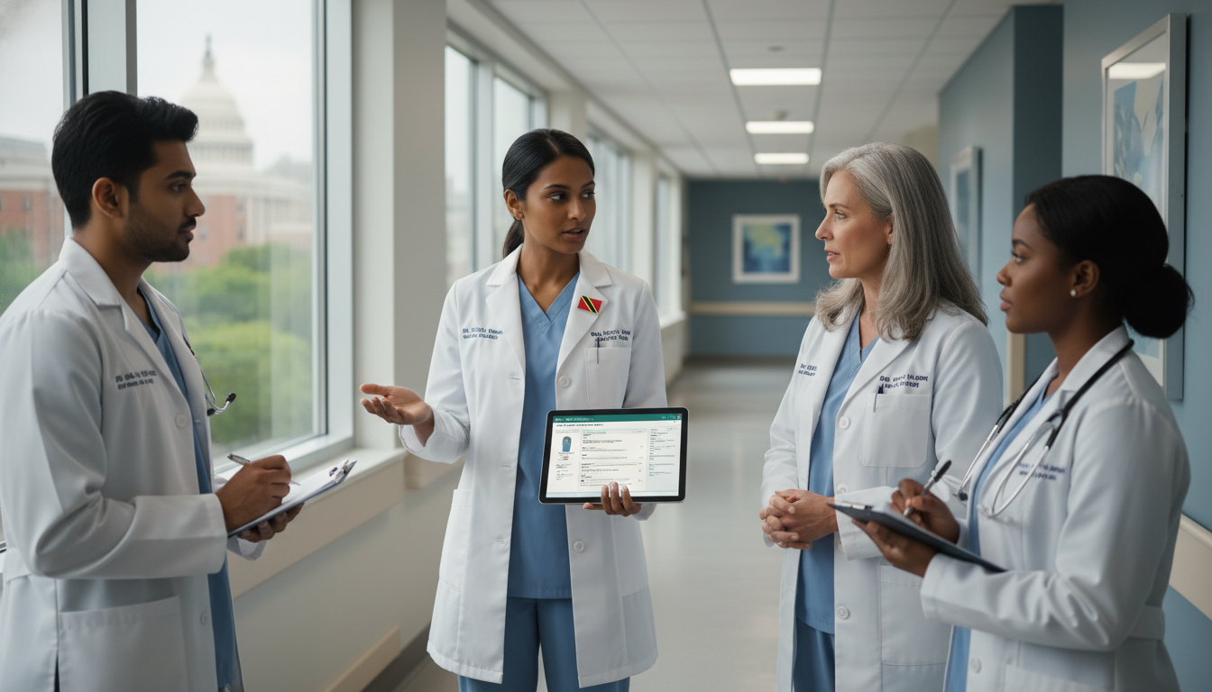 Caribbean IMG on inpatient rounds in a Washington DC area teaching hospital - Caribbean medical school residency for Low Step