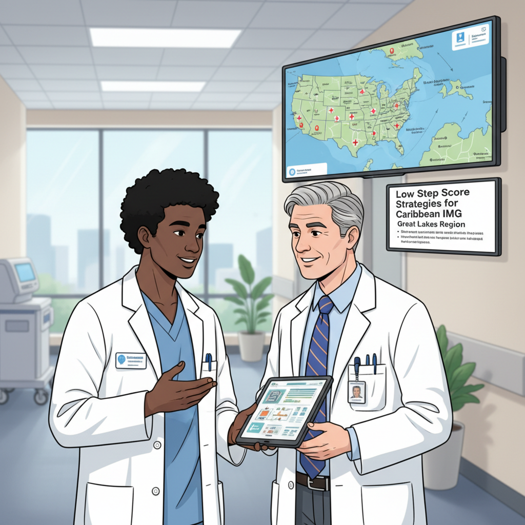 Caribbean IMG interacting with residency program director in hospital - Caribbean medical school residency for Low Step Score