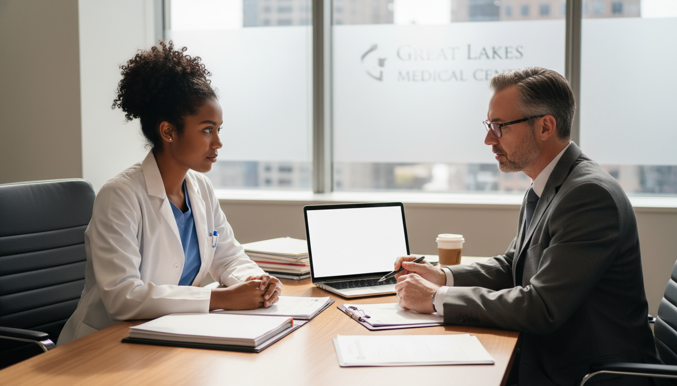 IMG physician discussing visa and career plan with advisor IMG physician discussing visa and career plan with advisor - Caribbean medical school residency for Visa Navigation for Resid