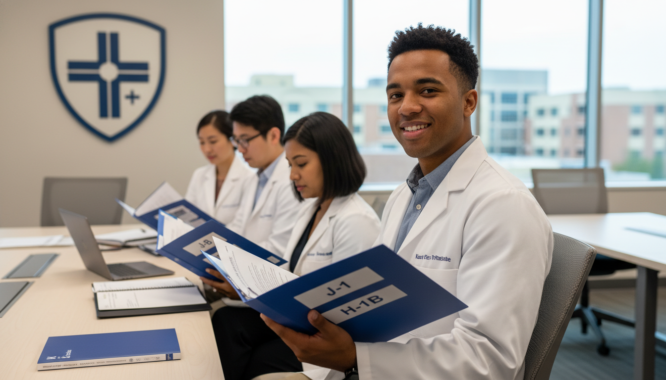 Caribbean IMG at Kaiser residency orientation with visa documents Caribbean IMG at Kaiser residency orientation with visa documents - Caribbean medical school residency for Visa Navigation fo