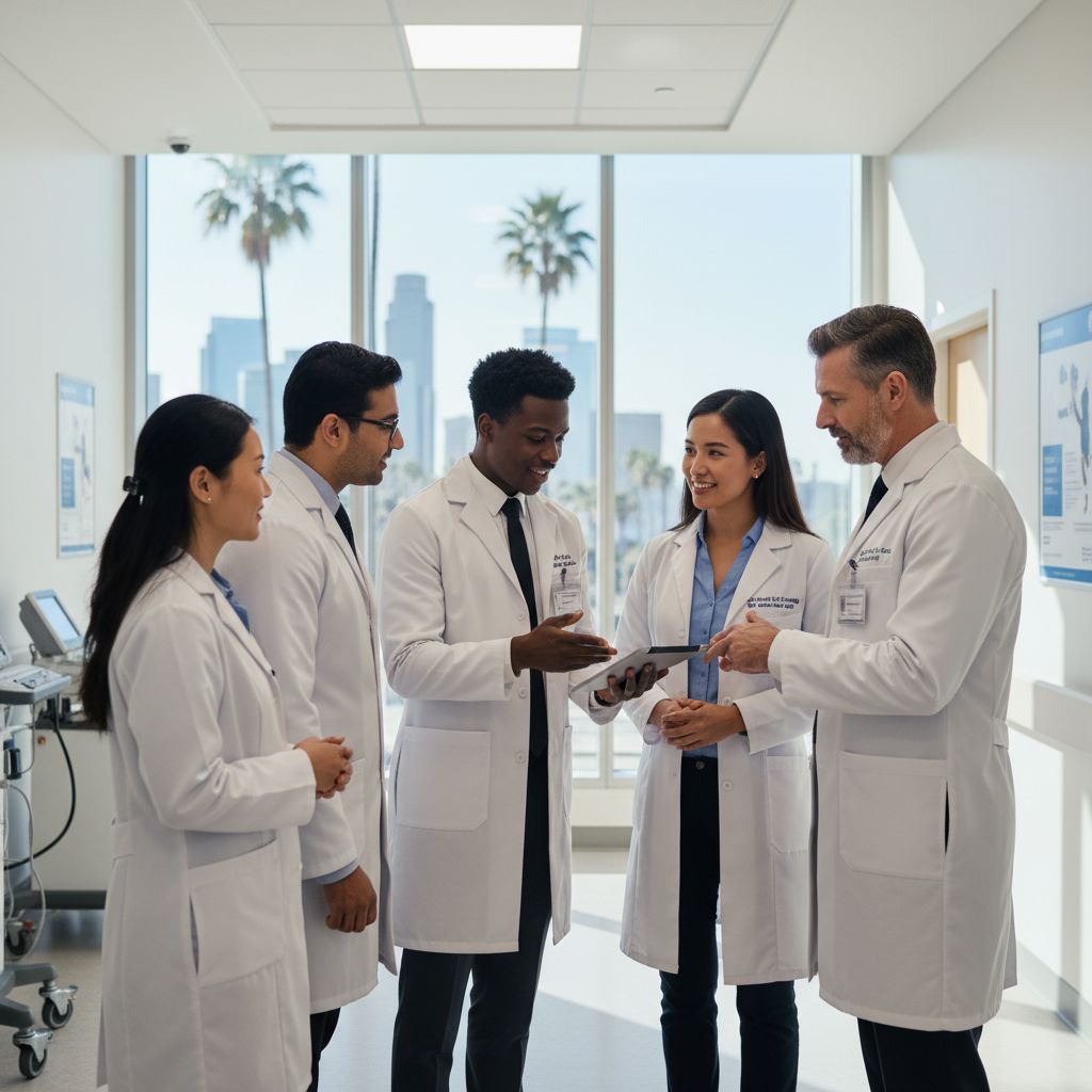 Caribbean IMG networking with physicians in Los Angeles hospital - Caribbean medical school residency for Low Step Score Stra