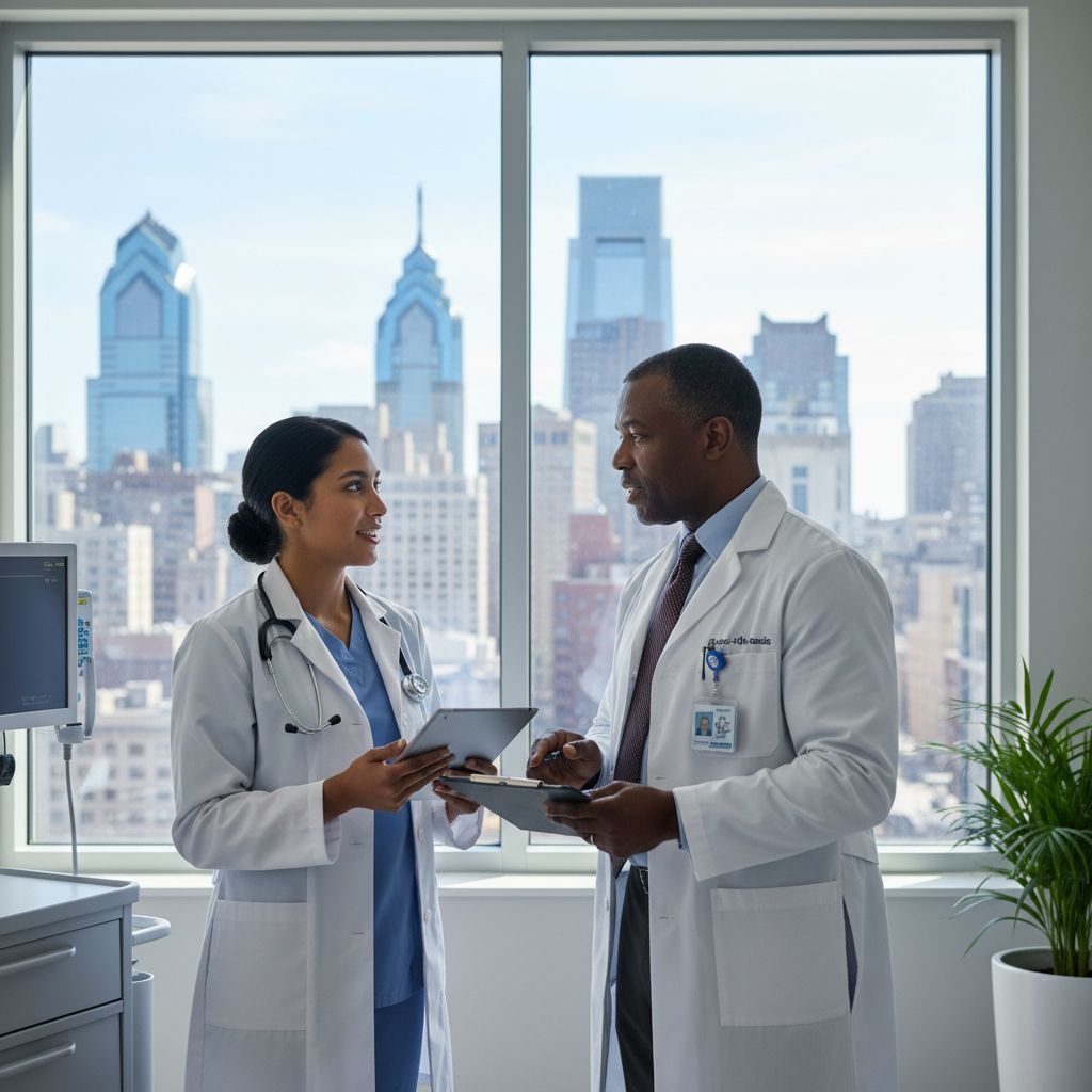 Caribbean IMG resident working in a hospital in Philadelphia Caribbean IMG resident working in a hospital in Philadelphia - Caribbean medical school residency for H-1B Sponsorship Progra