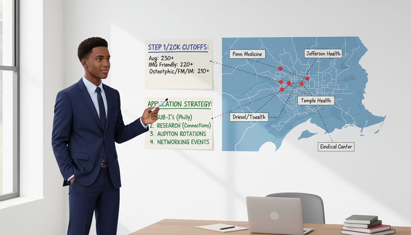 Map-based residency application planning for Philadelphia - Caribbean medical school residency for Low Step Score Strategies