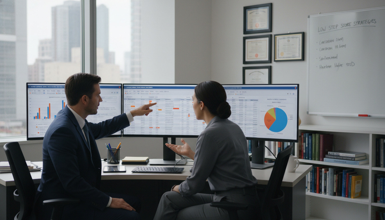 Residency program director reviewing applications with score filters - Caribbean medical school residency for Low Step Score