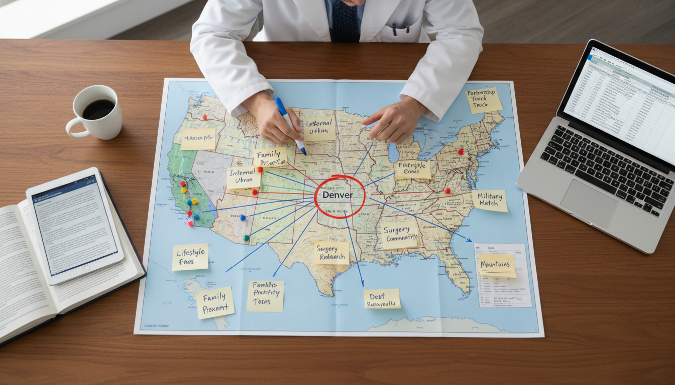 DO graduate mapping residency regions with Denver at the center DO graduate mapping residency regions with Denver at the center - DO graduate residency for Geographic Flexibility for DO Gra
