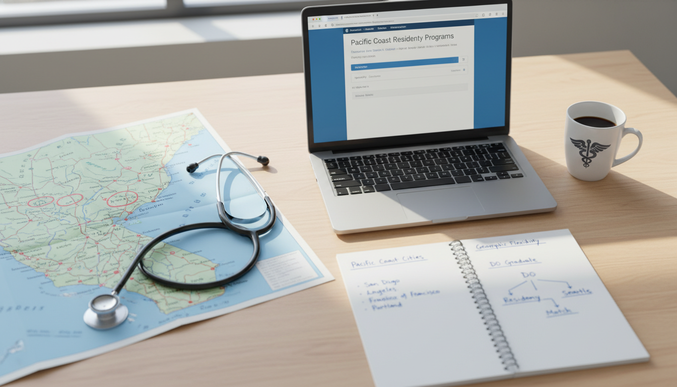 Map-based residency planning for DO graduate focusing on Pacific Coast Map-based residency planning for DO graduate focusing on Pacific Coast - DO graduate residency for Geographic Flexibility for