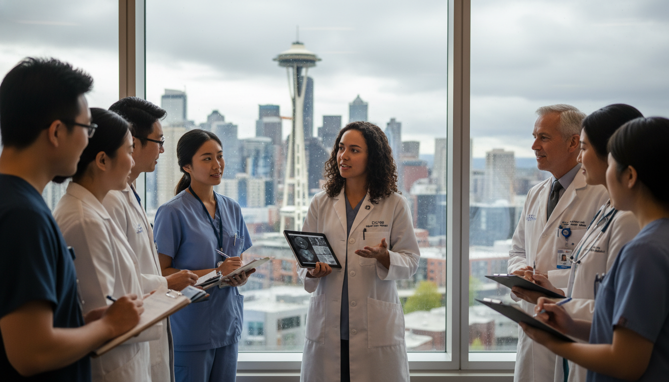 Osteopathic medical resident on rounds in a Seattle hospital - DO graduate residency for Low Step Score Strategies for DO Gra