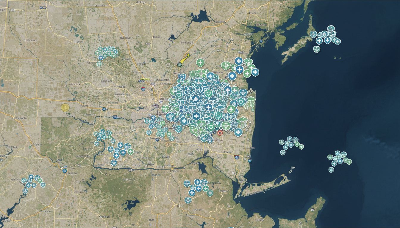 Map-based visualization of residency programs across the Tri-State area Map-based visualization of residency programs across the Tri-State area - DO graduate residency for Geographic Flexibility fo