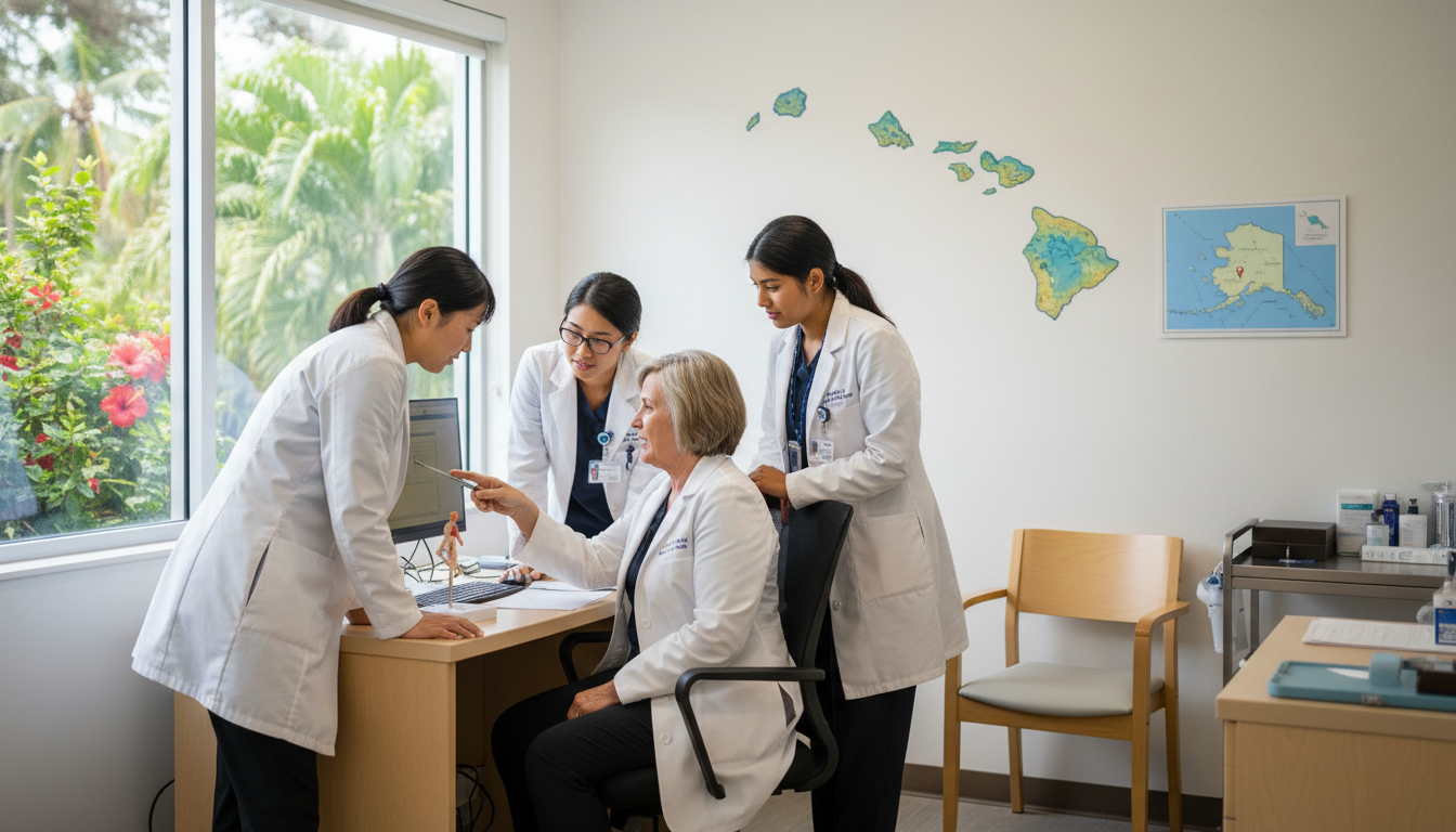 Medical residents training in a community clinic in Hawaii Medical residents training in a community clinic in Hawaii - IMG residency guide for Geographic Flexibility for International
