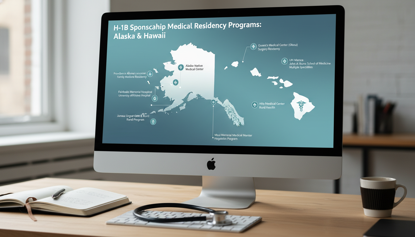 Map of Alaska and Hawaii with medical residency training centers highlighted Map of Alaska and Hawaii with medical residency training centers highlighted - IMG residency guide for H-1B Sponsorship Progr