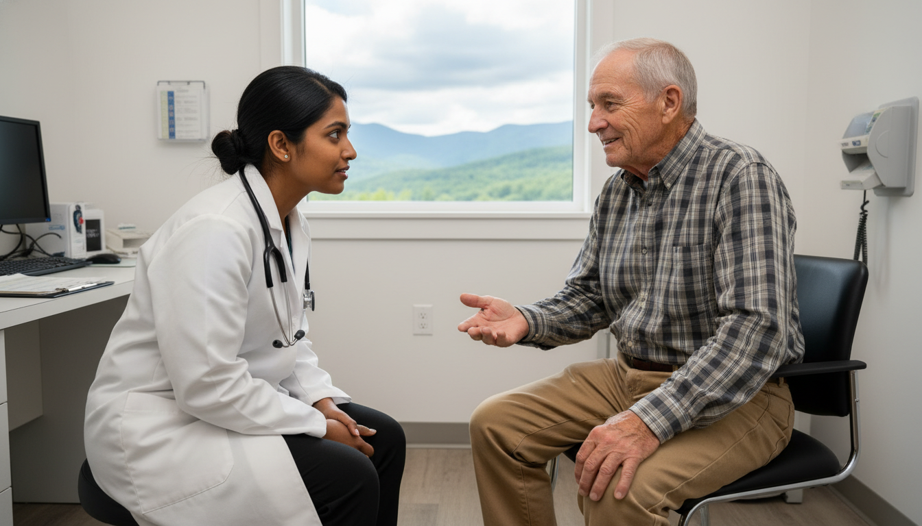 IMG resident in Appalachian clinic engaging with local patients IMG resident in Appalachian clinic engaging with local patients - IMG residency guide for Geographic Flexibility for Internat