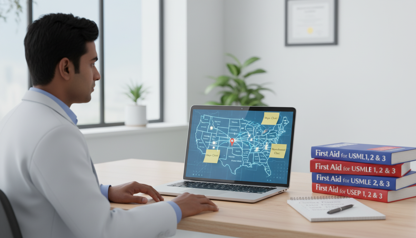 International medical graduate reviewing Chicago and Midwest residency program map International medical graduate reviewing Chicago and Midwest residency program map - IMG residency guide for Geographic Flexi