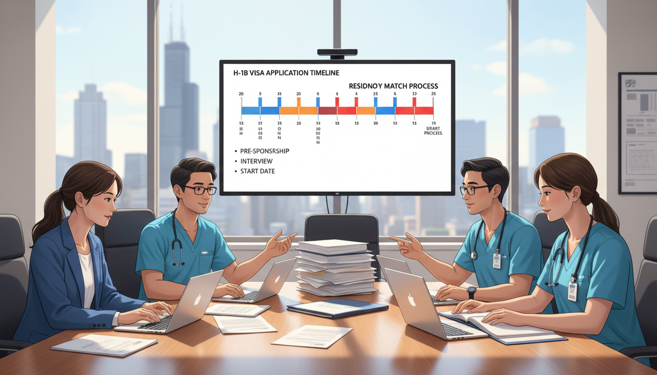 Hospital HR and GME staff discussing H-1B sponsorship for residents Hospital HR and GME staff discussing H-1B sponsorship for residents - IMG residency guide for H-1B Sponsorship Programs for I