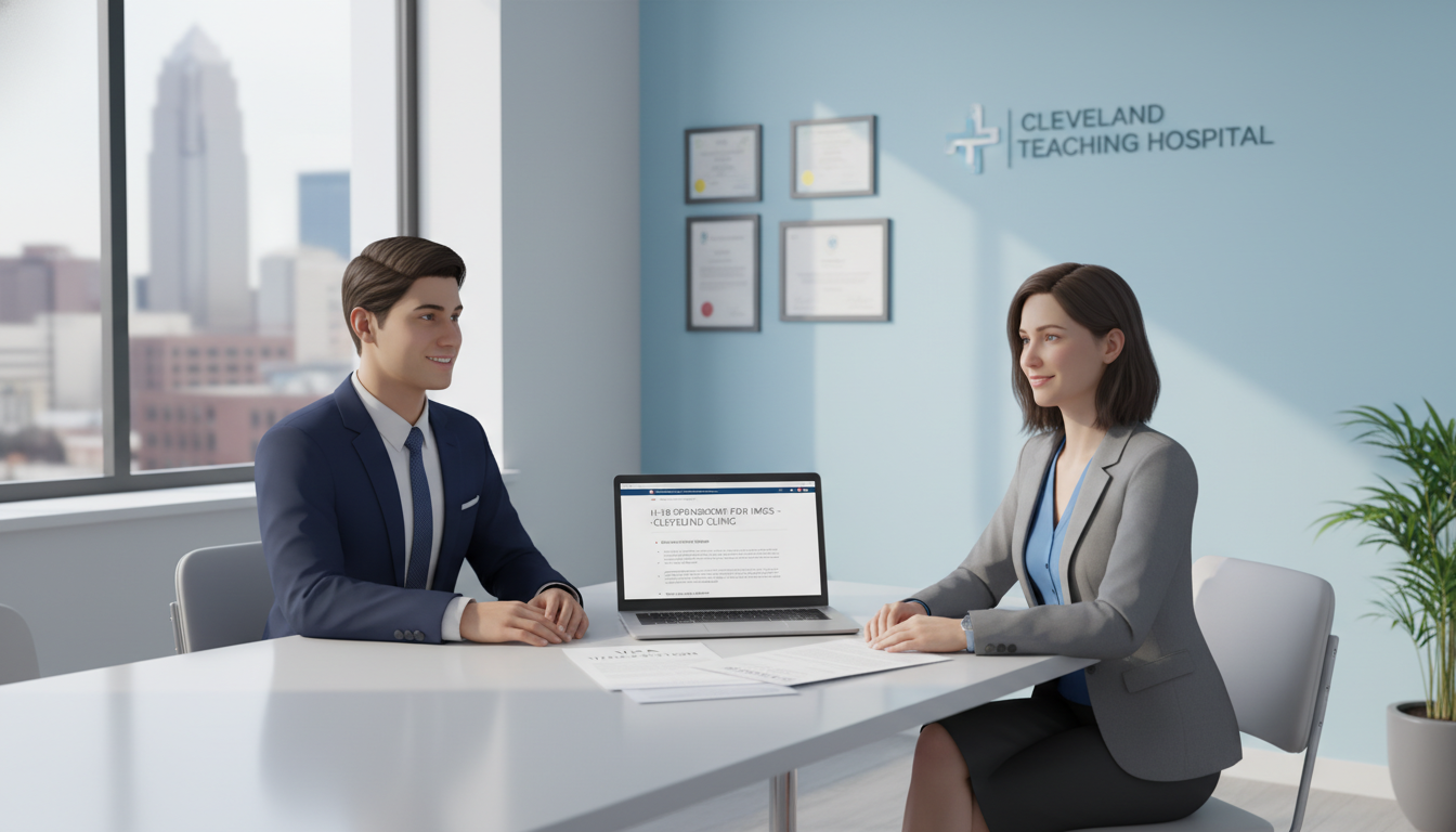 International medical graduate discussing H-1B options with program coordinator International medical graduate discussing H-1B options with program coordinator - IMG residency guide for H-1B Sponsorship Pr