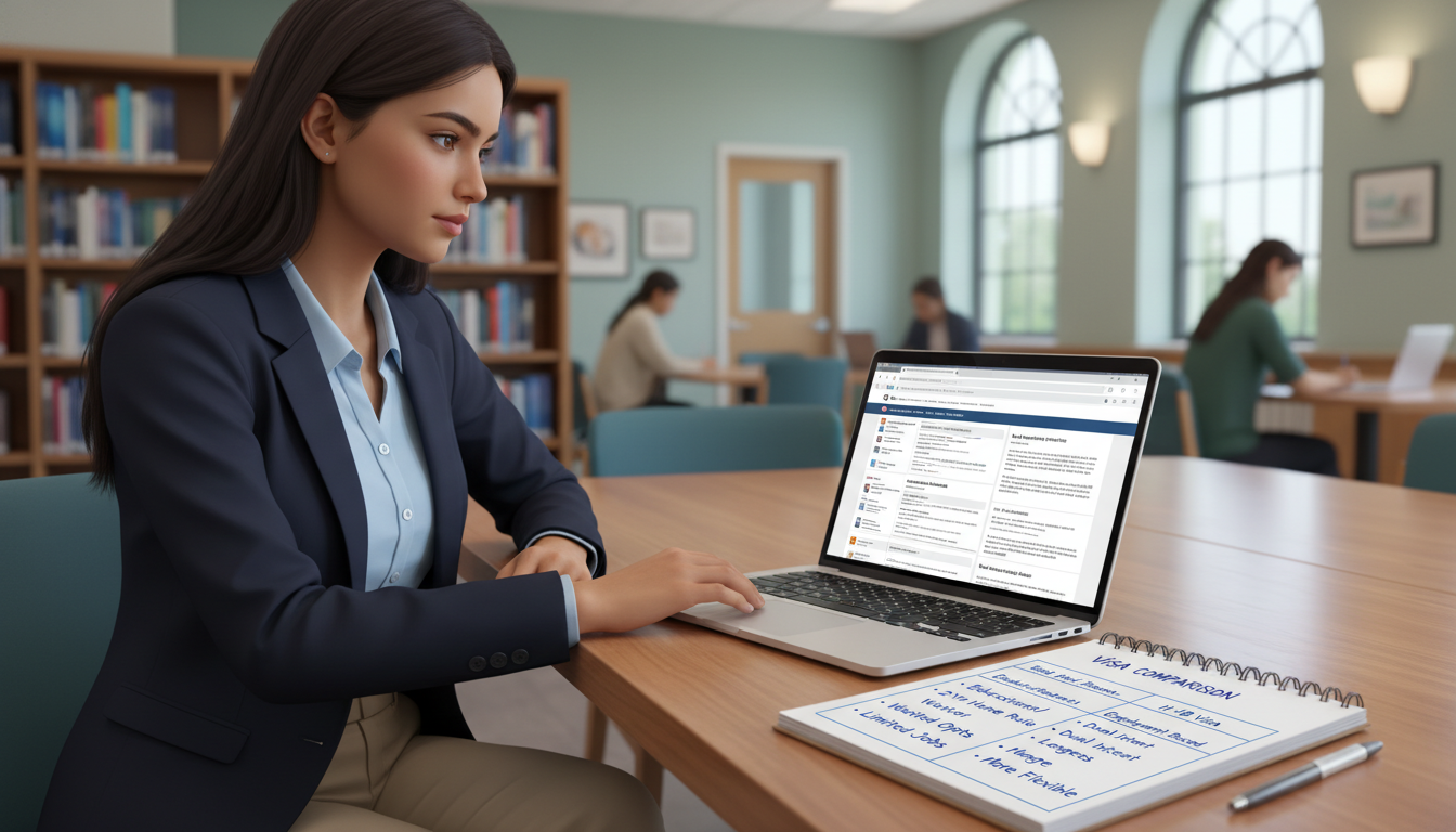 International medical graduate reviewing residency program visa policies on a laptop International medical graduate reviewing residency program visa policies on a laptop - IMG residency guide for Visa Navigatio