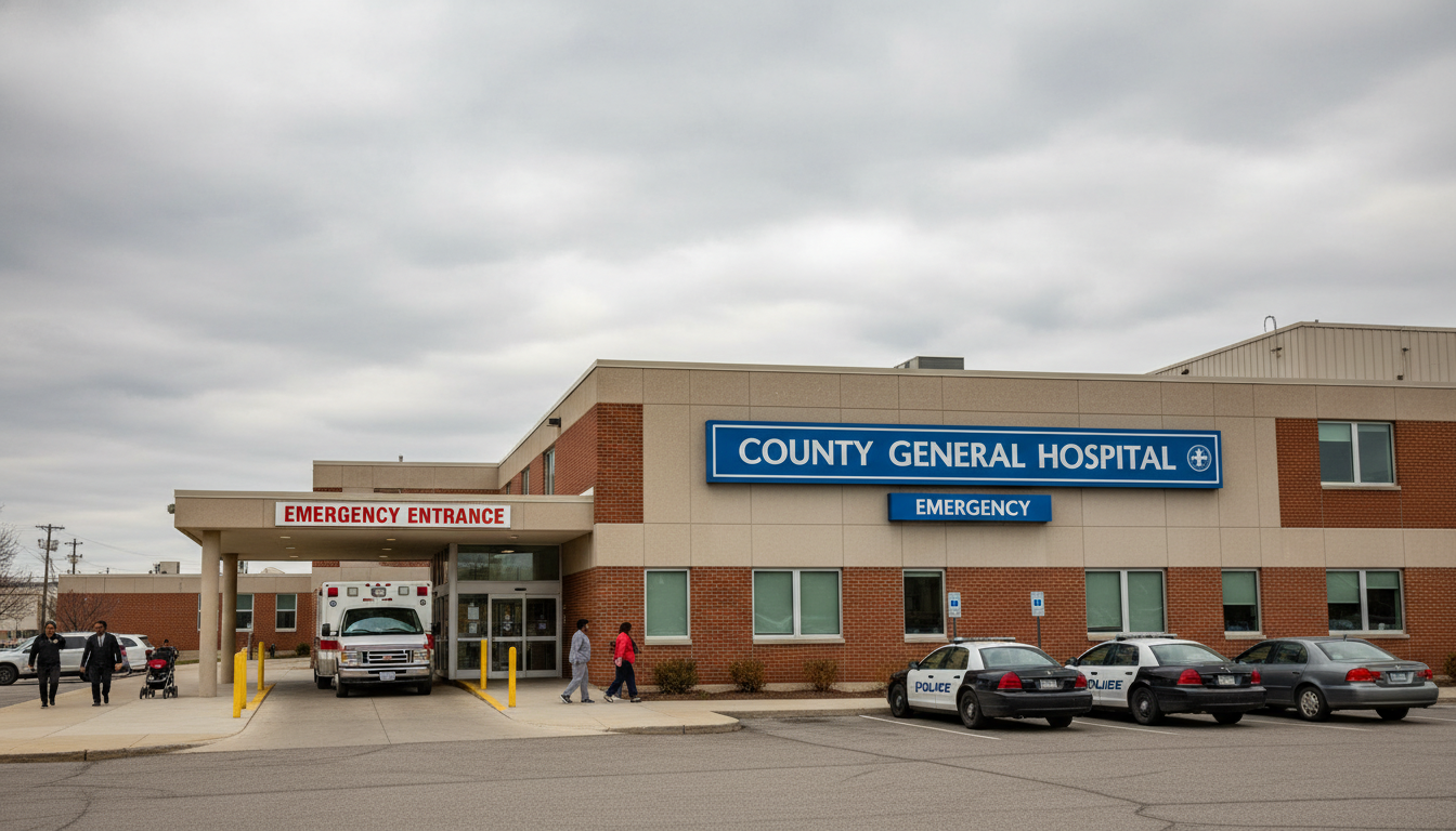 County hospital exterior in mid-sized American city County hospital exterior in mid-sized American city - IMG residency guide for Geographic Flexibility for International Medica