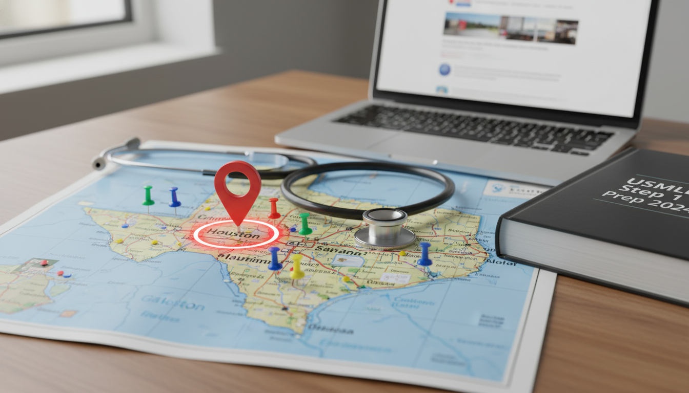 Map of Texas showing Houston and surrounding regions for IMG residency planning Map of Texas showing Houston and surrounding regions for IMG residency planning - IMG residency guide for Geographic Flexibil