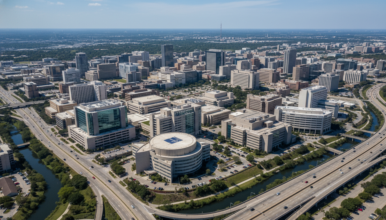 Aerial view of Texas Medical Center in Houston during daytime Aerial view of Texas Medical Center in Houston during daytime - IMG residency guide for H-1B Sponsorship Programs for Interna