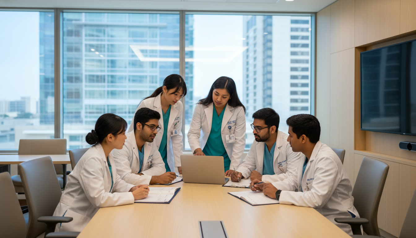 International residents working together in a Houston hospital International residents working together in a Houston hospital - IMG residency guide for H-1B Sponsorship Programs for Intern