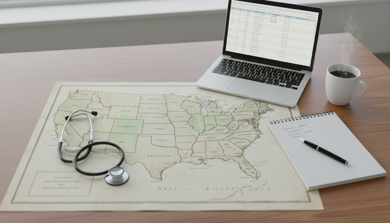 Map of the United States highlighting IMG friendly regions Map of the United States highlighting IMG friendly regions - IMG residency guide for Geographic Flexibility for International