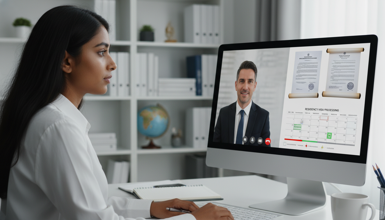 International medical graduate on video call with immigration attorney discussing residency visa International medical graduate on video call with immigration attorney discussing residency visa - IMG residency guide for Vi