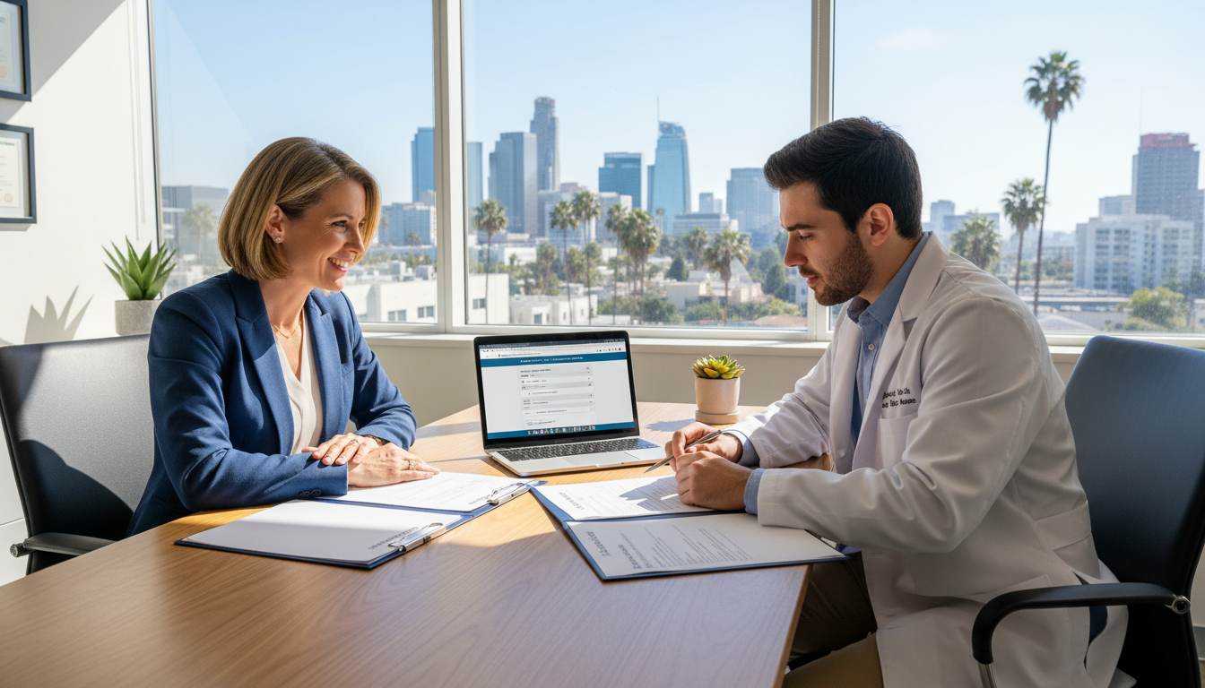 Residency program director in Los Angeles reviewing visa options with an IMG - IMG residency guide for Visa Navigation for Re