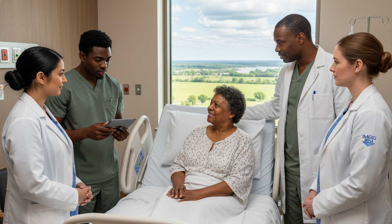 IMG resident physician caring for patient in a Mississippi Delta hospital IMG resident physician caring for patient in a Mississippi Delta hospital - IMG residency guide for H-1B Sponsorship Programs
