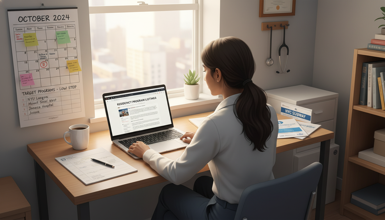 IMG in New York City reviewing residency programs and application strategy - IMG residency guide for Low Step Score Strategie