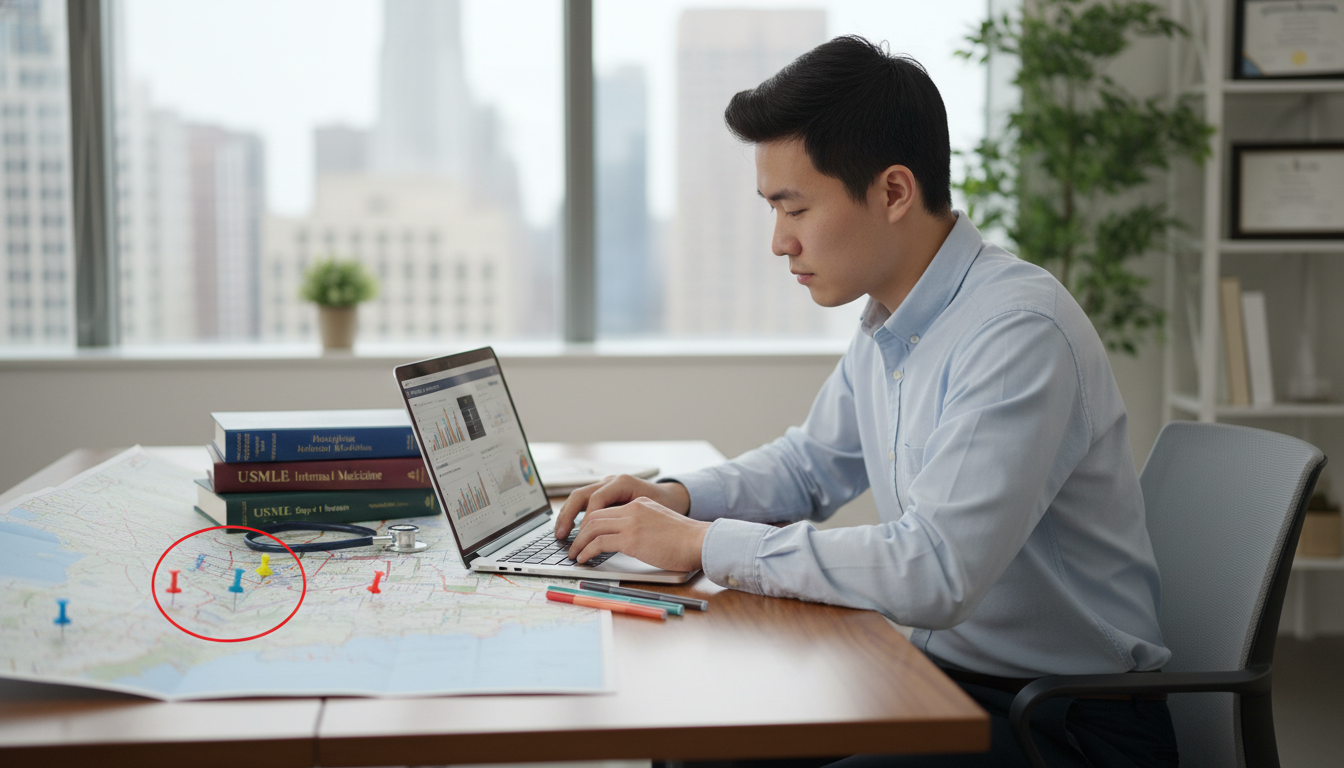 IMG planning residency geographic strategy with a U.S. map IMG planning residency geographic strategy with a U.S. map - IMG residency guide for Geographic Flexibility for International