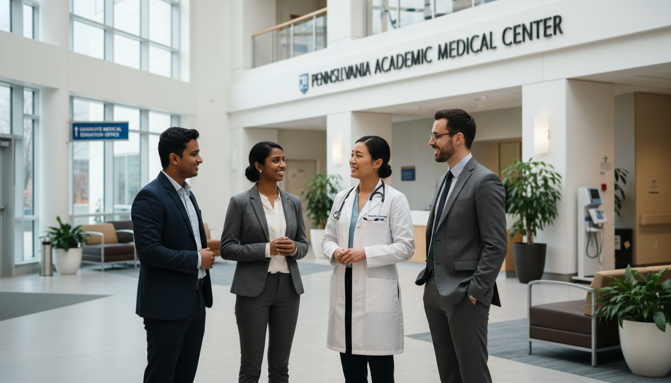 International medical graduates networking at a Philadelphia hospital - IMG residency guide for Low Step Score Strategies for
