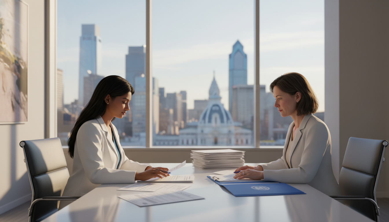 International medical graduate at Philadelphia hospital GME office discussing visa options International medical graduate at Philadelphia hospital GME office discussing visa options - IMG residency guide for Visa Nav