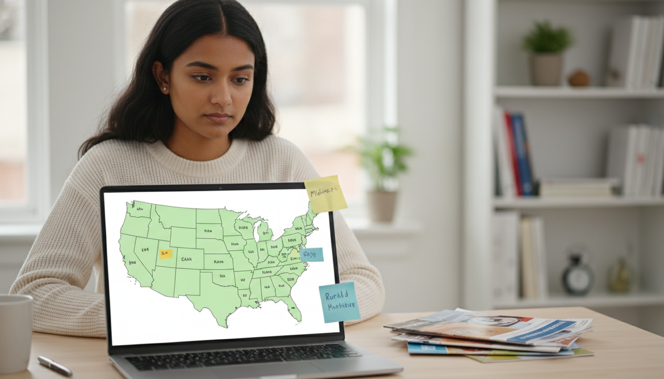 International medical graduate engaging with residency application map International medical graduate engaging with residency application map - IMG residency guide for Geographic Flexibility for I