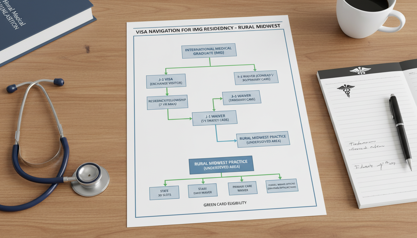 Flowchart of IMG visa options for rural Midwest residency Flowchart of IMG visa options for rural Midwest residency - IMG residency guide for Visa Navigation for Residency for Interna