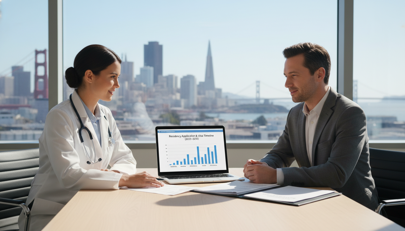 International medical graduate meeting with immigration advisor about residency visa in San Francisco - IMG residency guide f