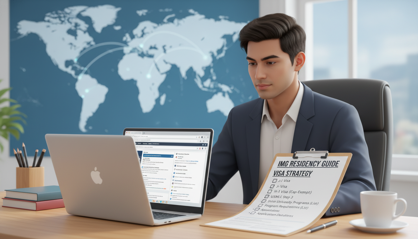 International medical graduate planning residency applications with a checklist of visa and program criteria - IMG residency