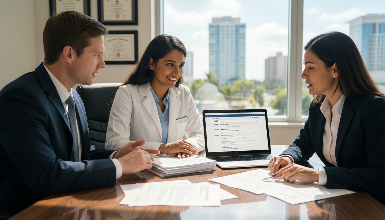 International medical graduate discussing H-1B sponsorship with residency program leadership International medical graduate discussing H-1B sponsorship with residency program leadership - IMG residency guide for H-1B S