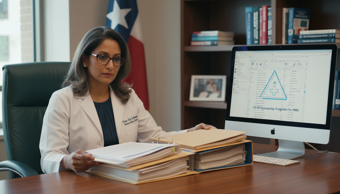 Texas residency program director reviewing H-1B sponsorship applications Texas residency program director reviewing H-1B sponsorship applications - IMG residency guide for H-1B Sponsorship Programs
