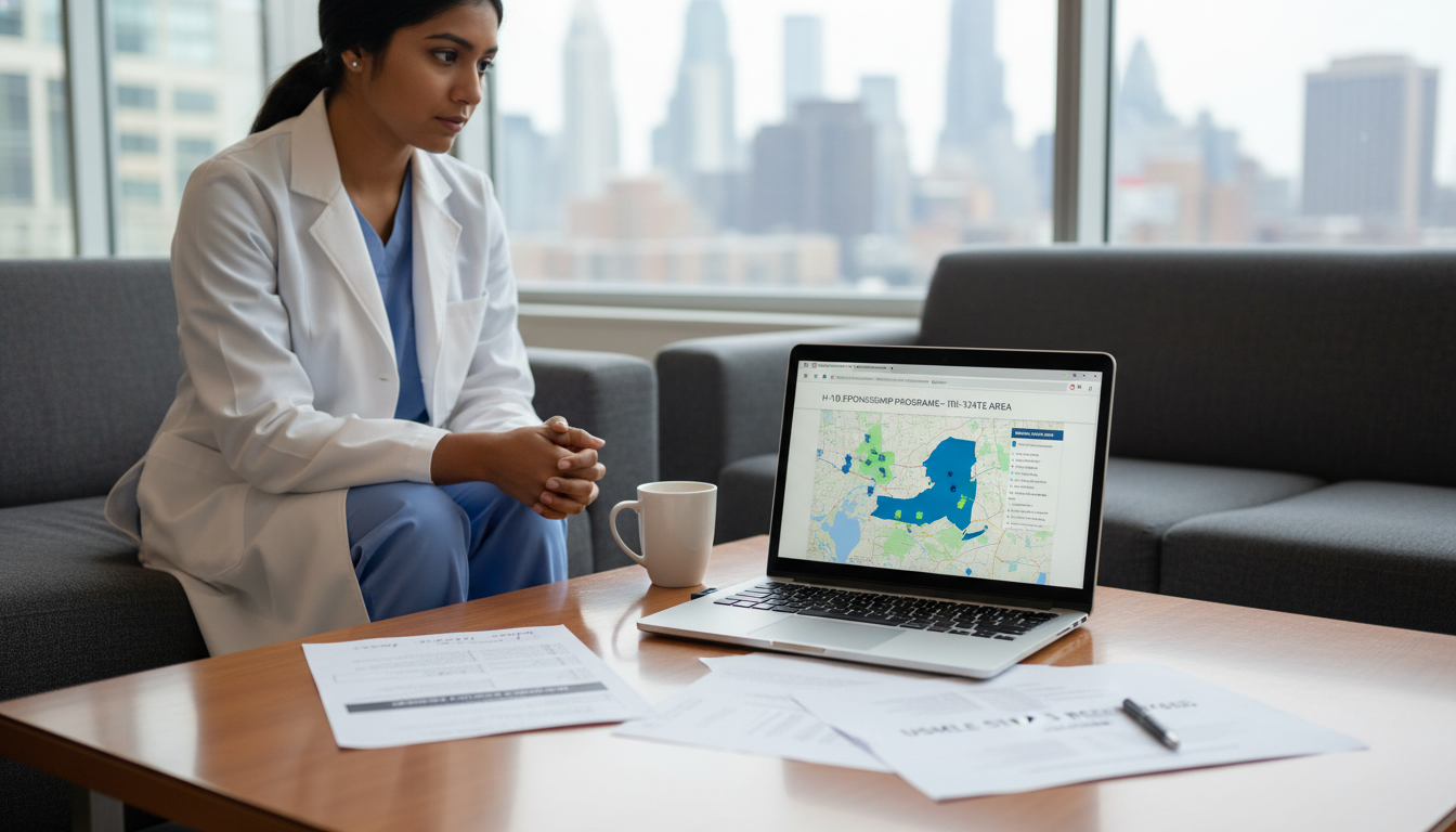 International medical graduate using laptop to research tri-state residency programs that sponsor H-1B International medical graduate using laptop to research tri-state residency programs that sponsor H-1B - IMG residency guide