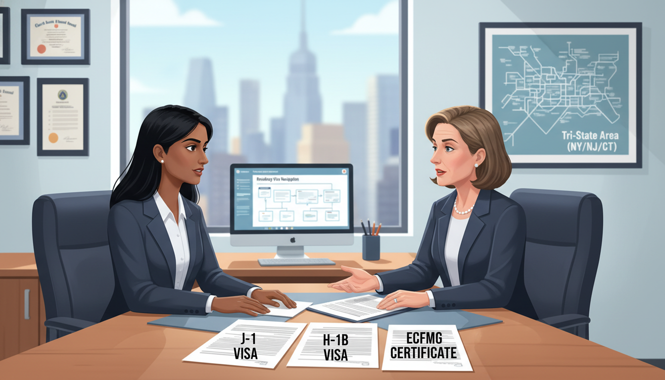 International medical graduate meeting with hospital GME office about visa sponsorship - IMG residency guide for Visa Navigat