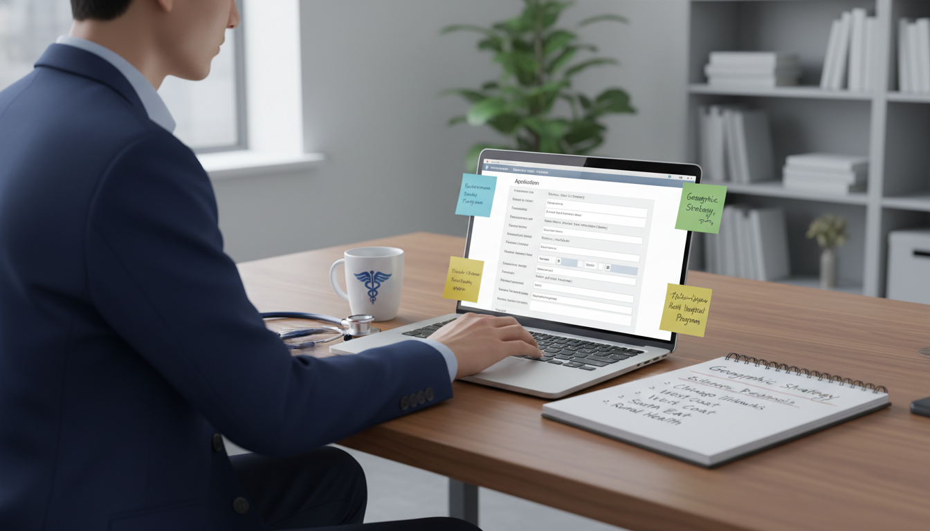 MD graduate preparing ERAS application with geographic strategy notes MD graduate preparing ERAS application with geographic strategy notes - MD graduate residency for Geographic Flexibility for